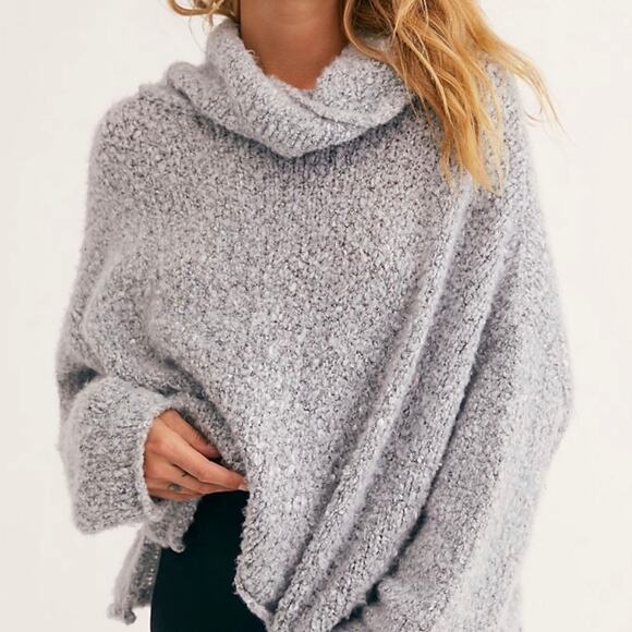 Free People BFF Cowl Neck Sweater XS Gray Oversized Relaxed Slouchy Boho Comfy - Picture 1 of 11